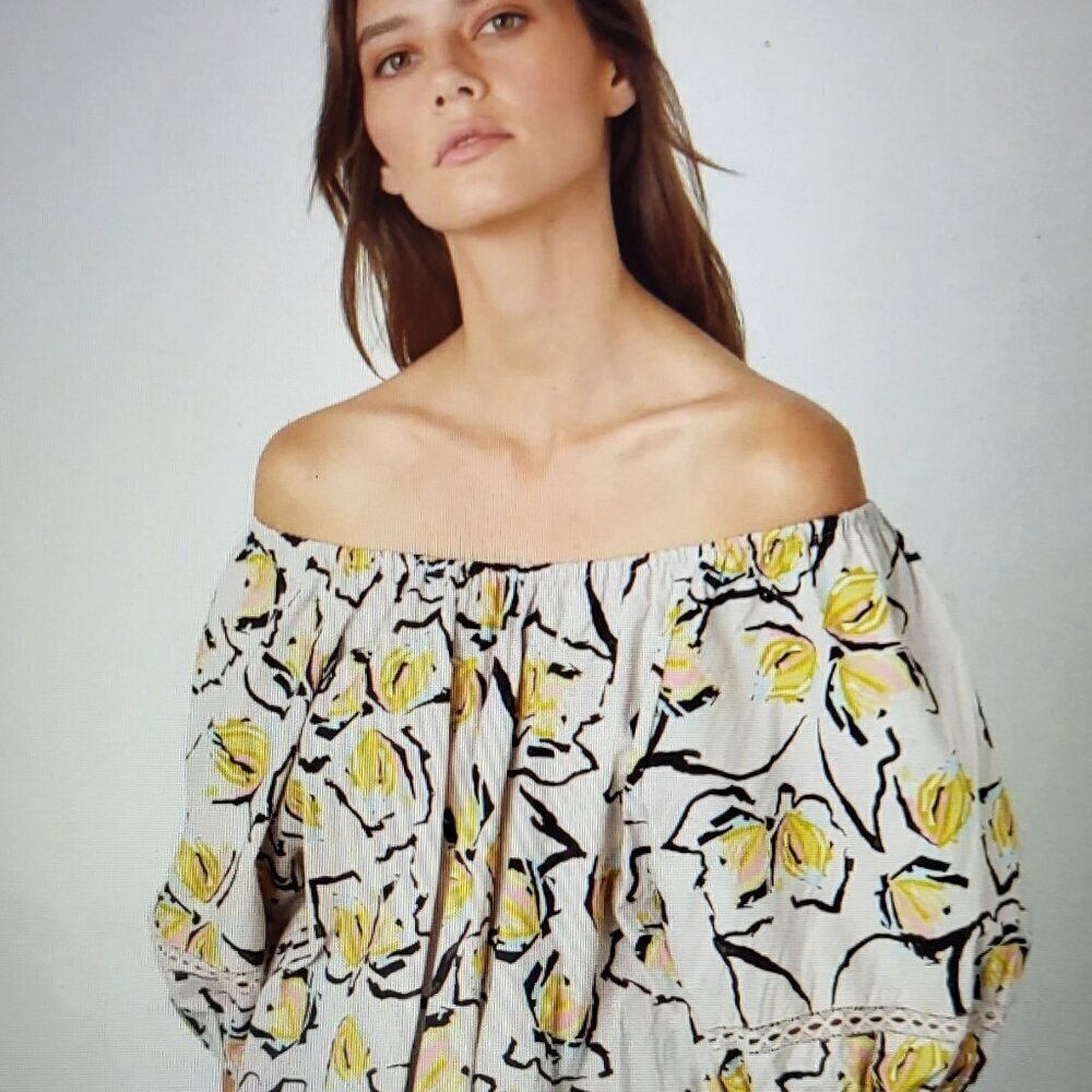 Velvet by Graham & Spencer Zoey Print top in Lilypad Print in Multi - Size M NWT - Picture 2 of 14